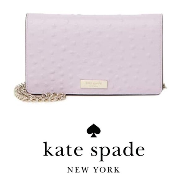 Kate Spade Purple Leather Ostrich Embossed Foldover Crossbody Wallet Handbag New - Picture 8 of 12